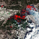This satellite image shows the burned area around Chernobyl in Ukraine on April 10, 2020, following an outbreak of wildfires.
